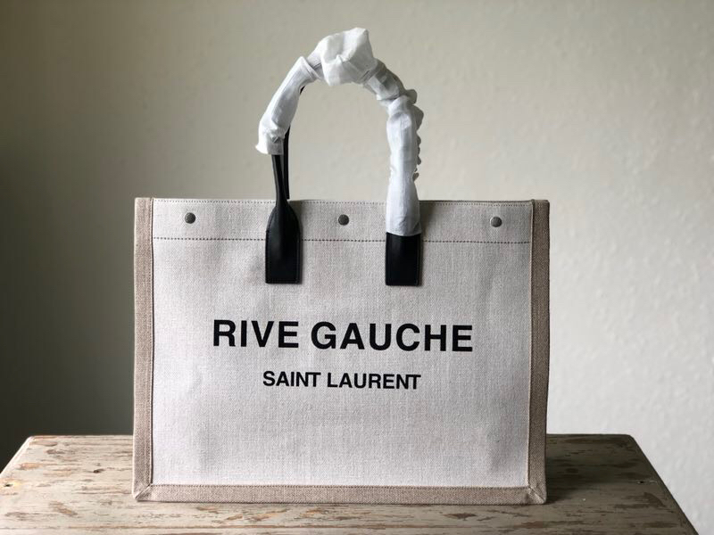 Y51 rive gauche tote bag in linen and leather white 4992909 48 x 36 x 16 cm