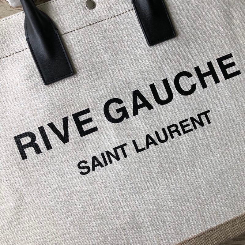 Y51 rive gauche tote bag in linen and leather white 4992909 48 x 36 x 16 cm