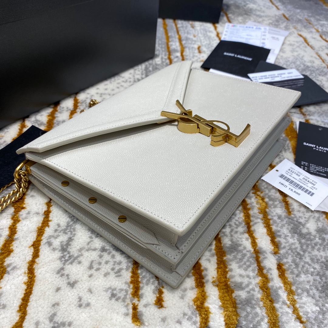 Y51 cassandra medium chain bag grained leather white 532750 22 x 16.5 x 5.5 cm