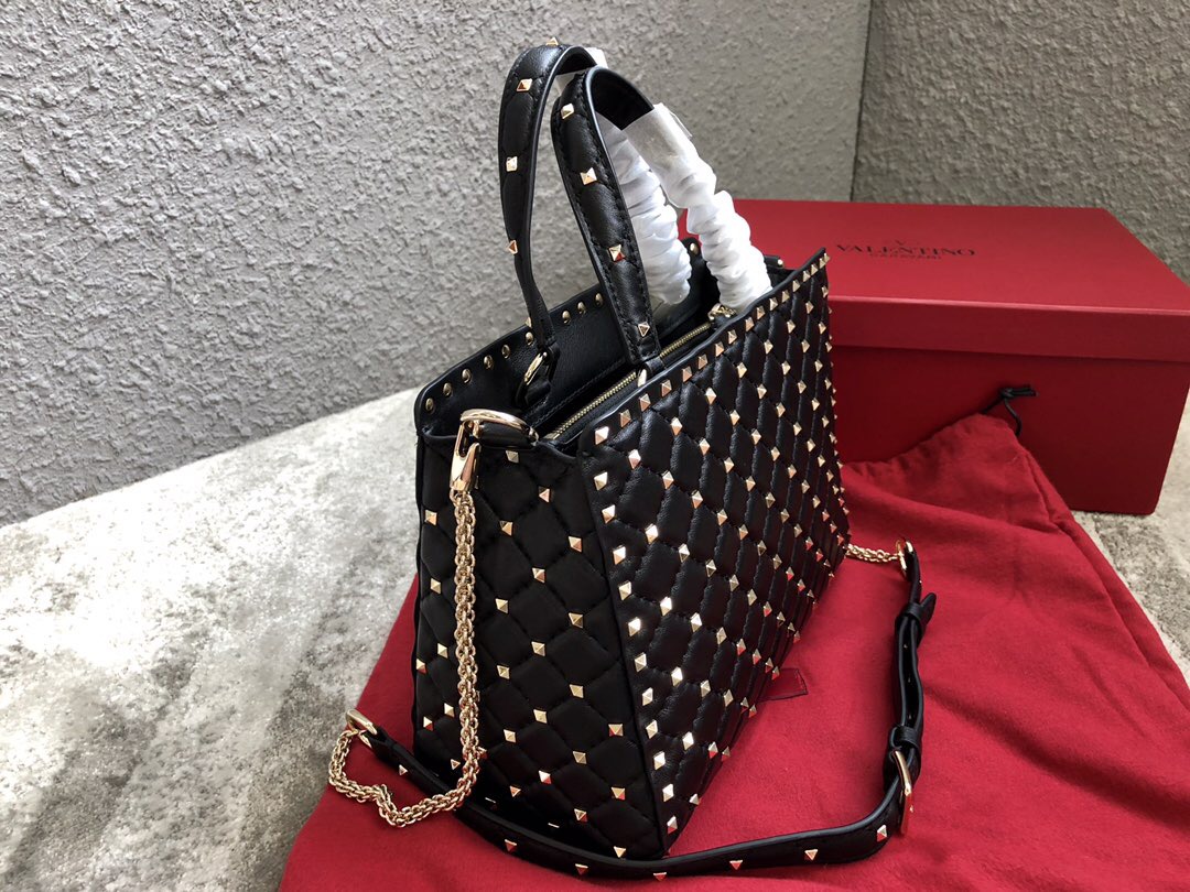 Va1e*ntin0 garavani rockstud spike tote bag black 26 x 13 x 20 cm