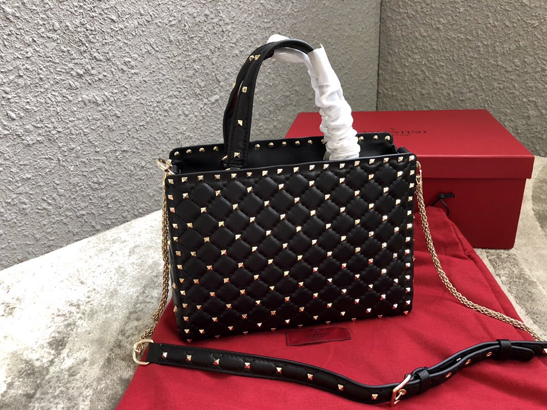Va1e*ntin0 garavani rockstud spike tote bag black 26 x 13 x 20 cm