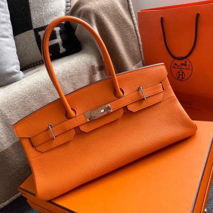 H**me5 custom made shoulder birkin 42cm togo orange silver buckle
