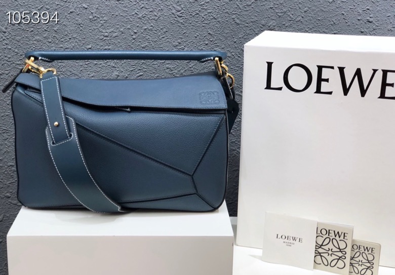 L0ew* puzzle blue grainy bag 29cm