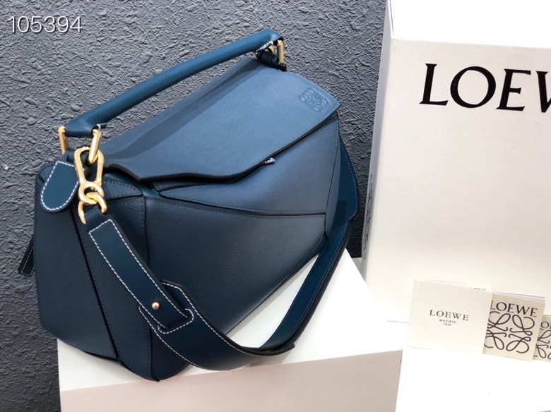 L0ew* puzzle blue grainy bag 29cm
