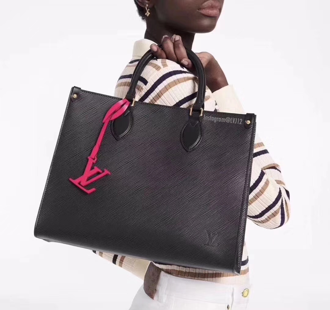 Onthego handbag contrast Pendant Black trumpet m56081 34cm