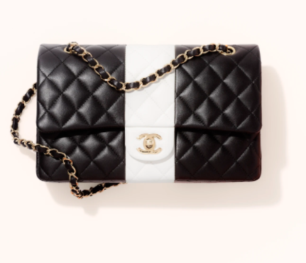 Ch**el flap bag black and white & golden chain 25cm