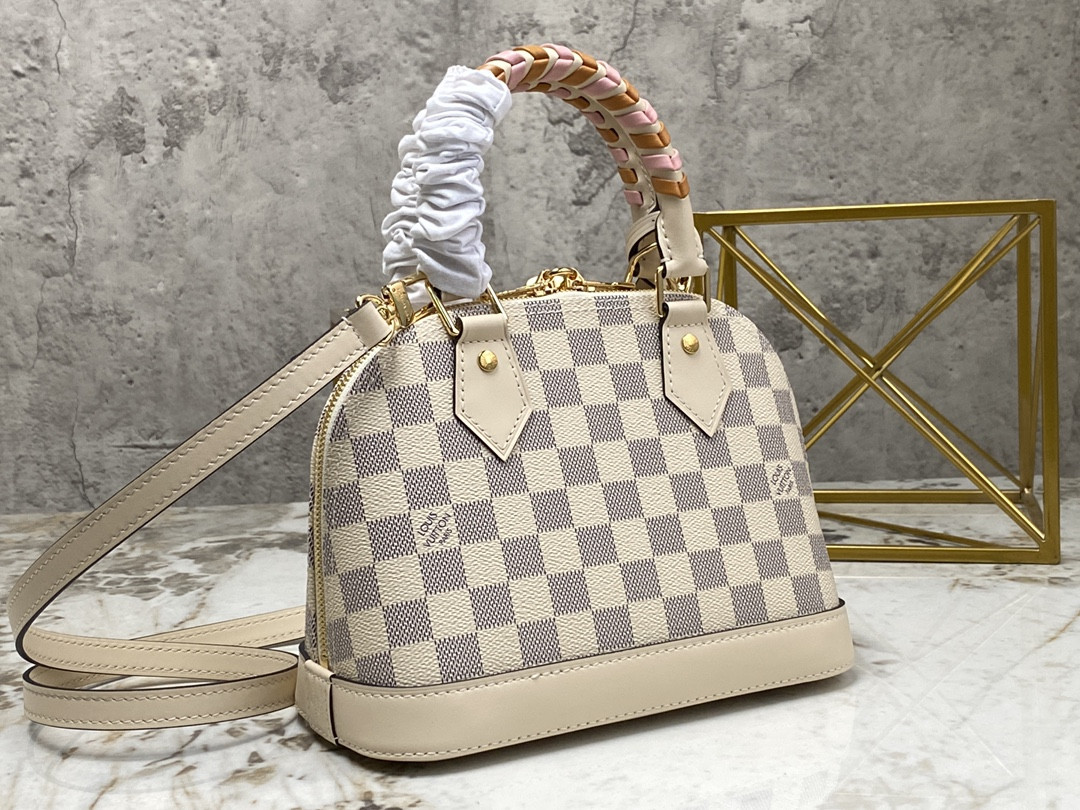 LV ALMA BAG N41221 White grid - 23.5x17.5x11.5cm