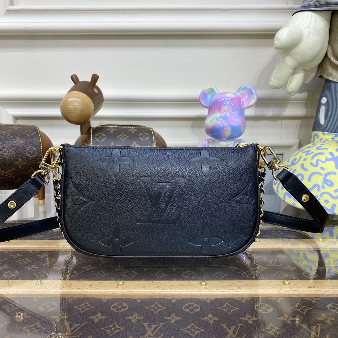 LV MULTI POCHETTE Black Monogram Empreinte LEATHER M80399 - 25x14.5x4.5cm
