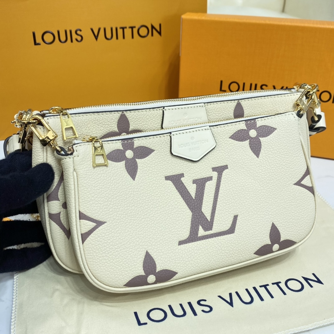 LV MULTI POCHETTE WHITE LEATHER M45777 - 25x14.5x4.5cm