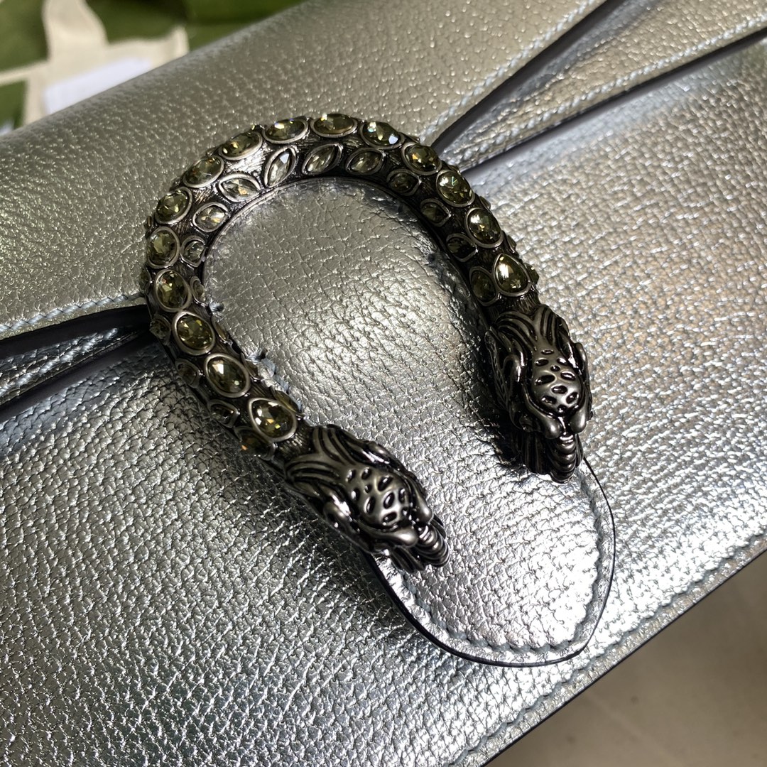 Gvc*1 dionysus small shoulder bag silver lamé leather 499623 - 25x13.5x7cm