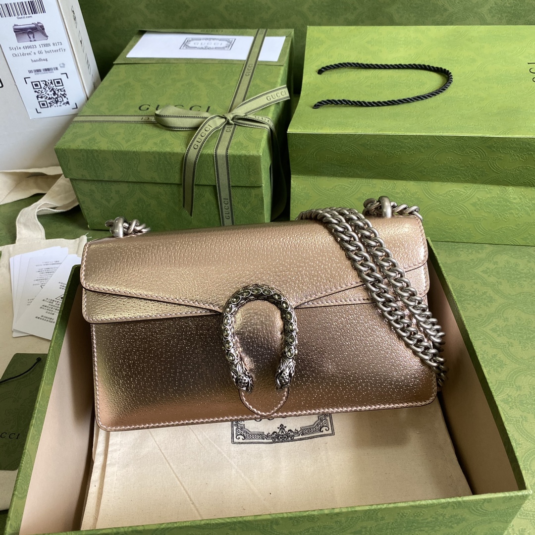 Gvc*1 dionysus small shoulder bag copper lamé leather 499623 - 25x13.5x7cm