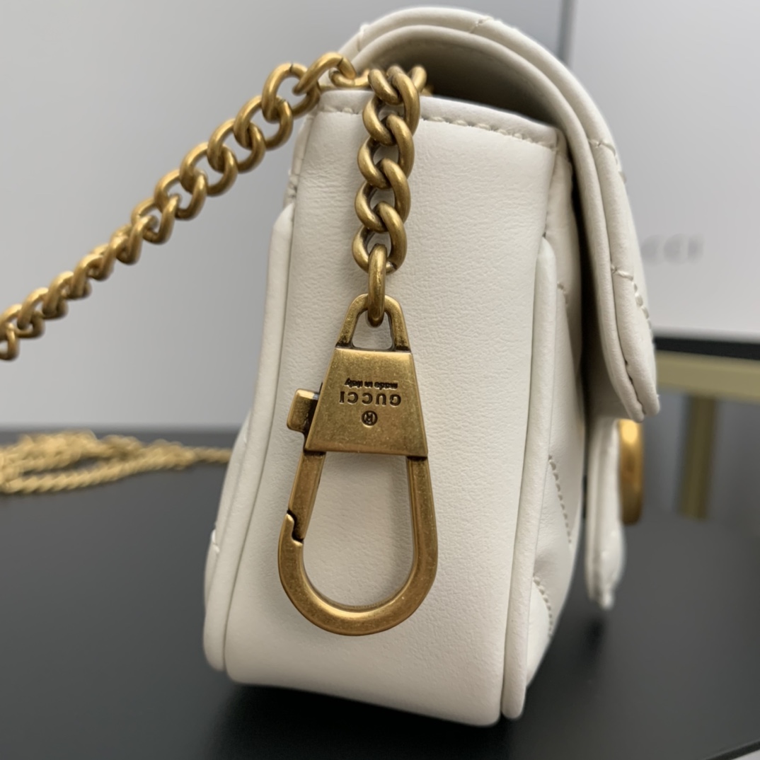 gg marmont matelassé S*per mini bag white 476433 - 16.5 x 10 x 4.5cm