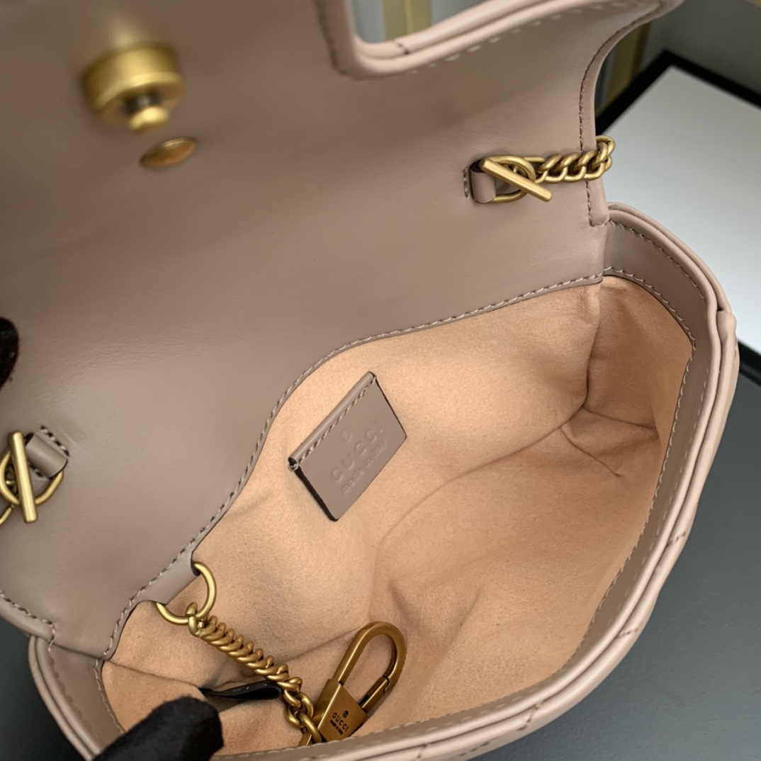 gg marmont matelassé S*per mini bag dusty pink 476433 - 16.5 x 10 x 4.5cm