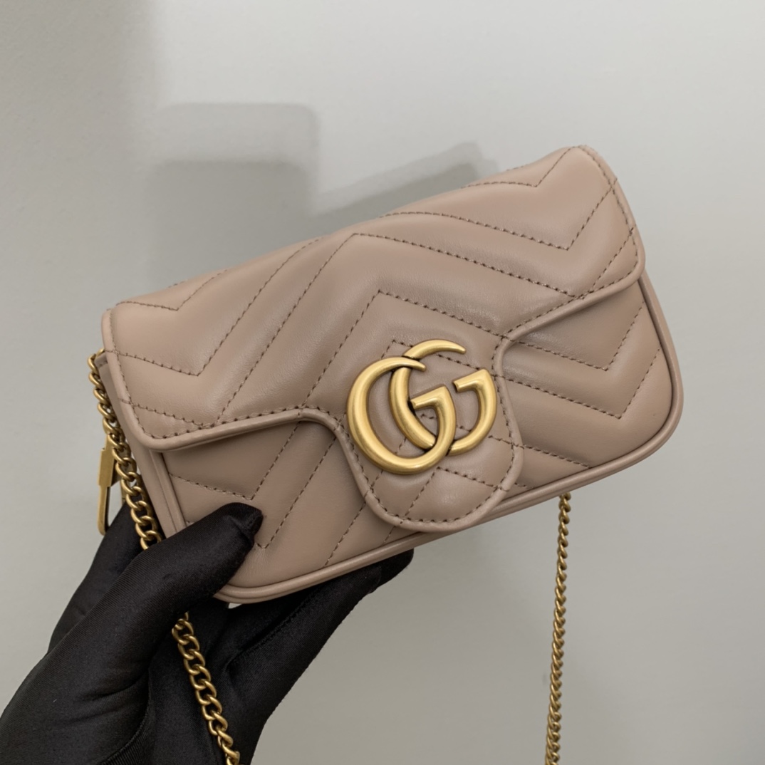 gg marmont matelassé S*per mini bag dusty pink 476433 - 16.5 x 10 x 4.5cm