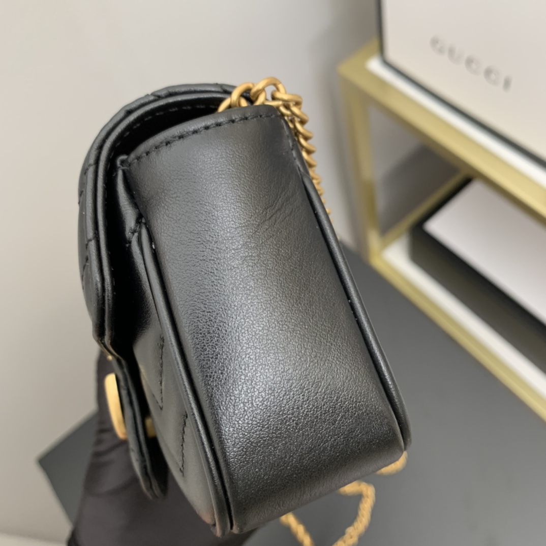 gg marmont matelassé S*per mini bag black 476433 - 16.5 x 10 x 4.5cm