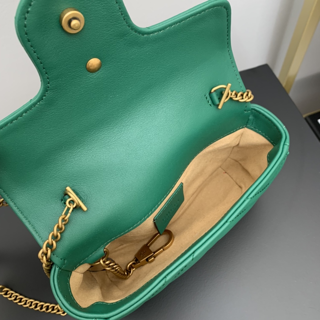 gg marmont matelassé S*per mini bag green 476433 - 16.5 x 10 x 4.5cm