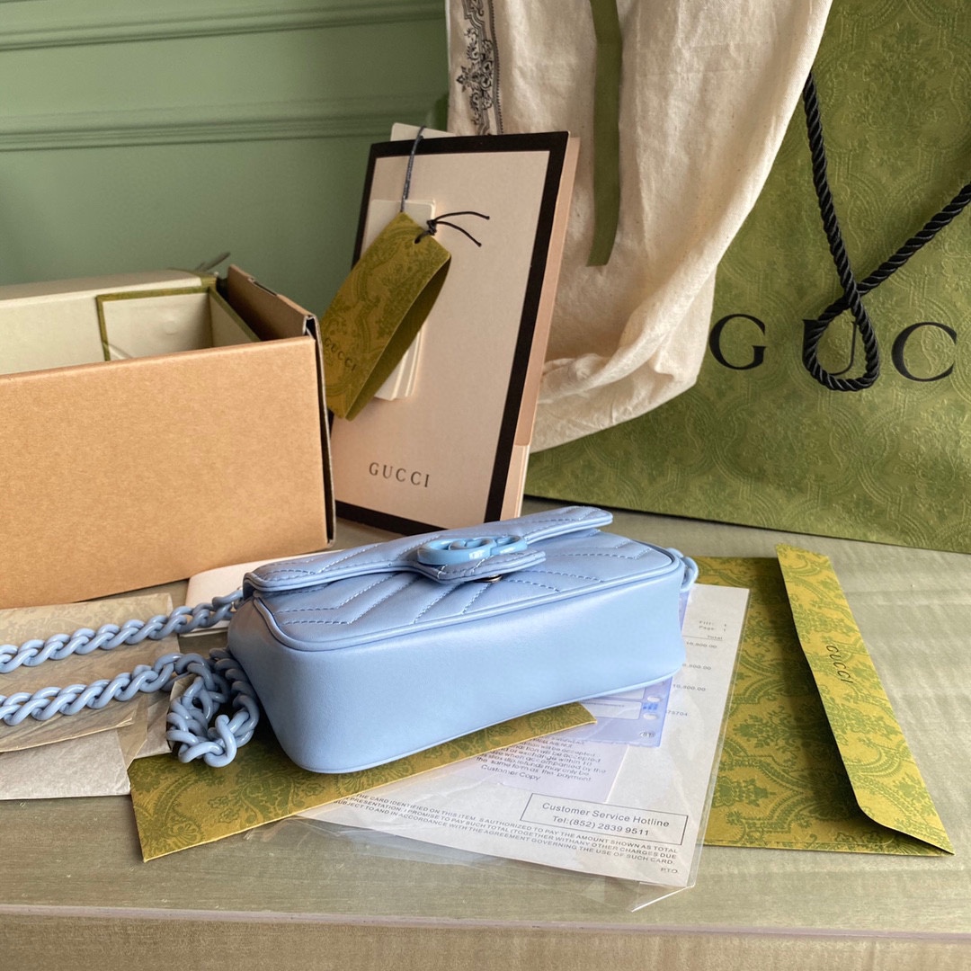 GG Marmont belt bag Pale Blue 699757 - 16.5 x 10 x 4.5cm