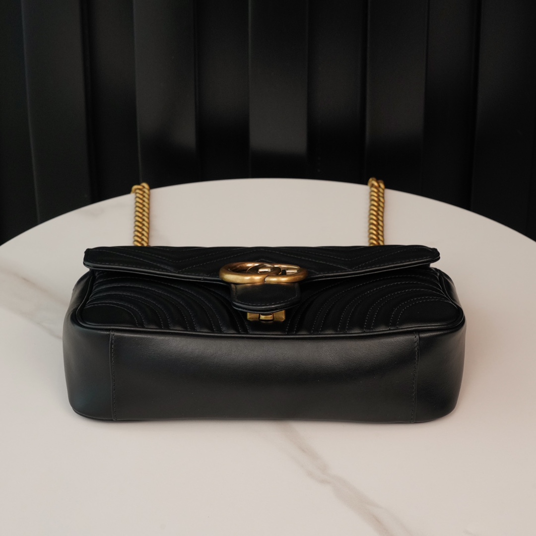 GG Marmont small matelassé shoulder bag Black 443497 – 26x15x7cm