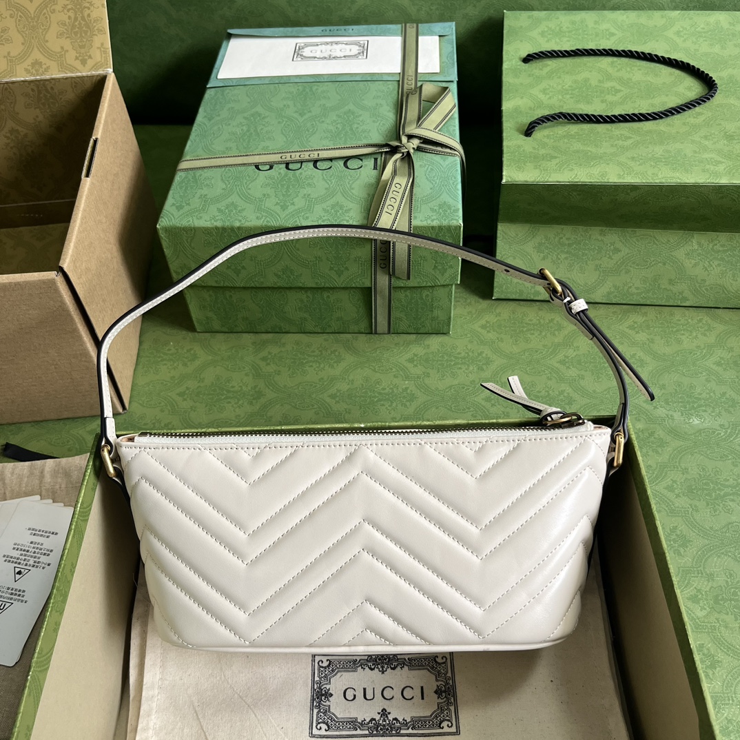 GG Marmont shoulder bag White Gold hardware 739166 – 23 x 12 x 10cm