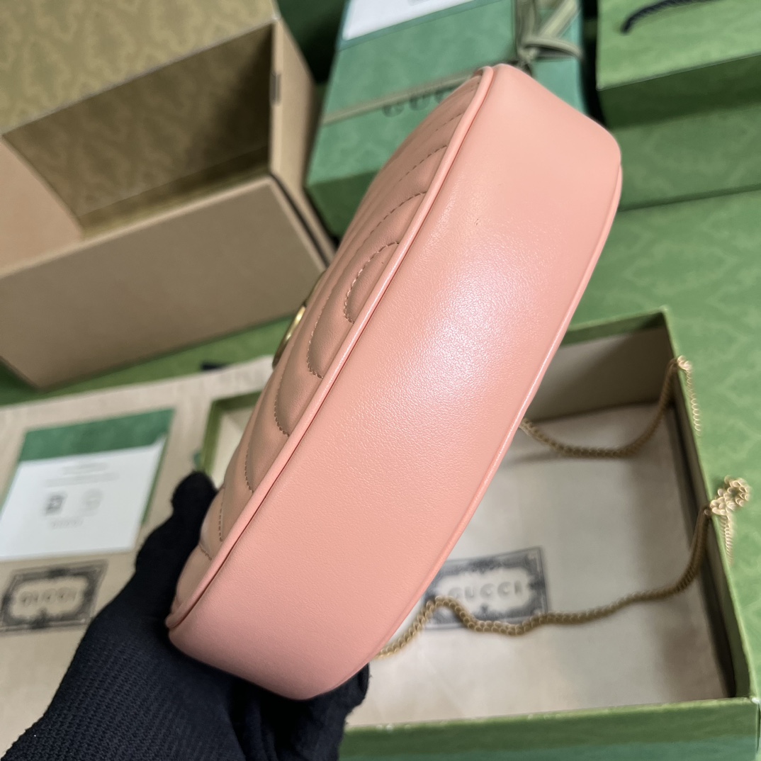 GG Marmont half-moon-shaped mini bag Peach 699514 – 21.5 x 11 x 5cm