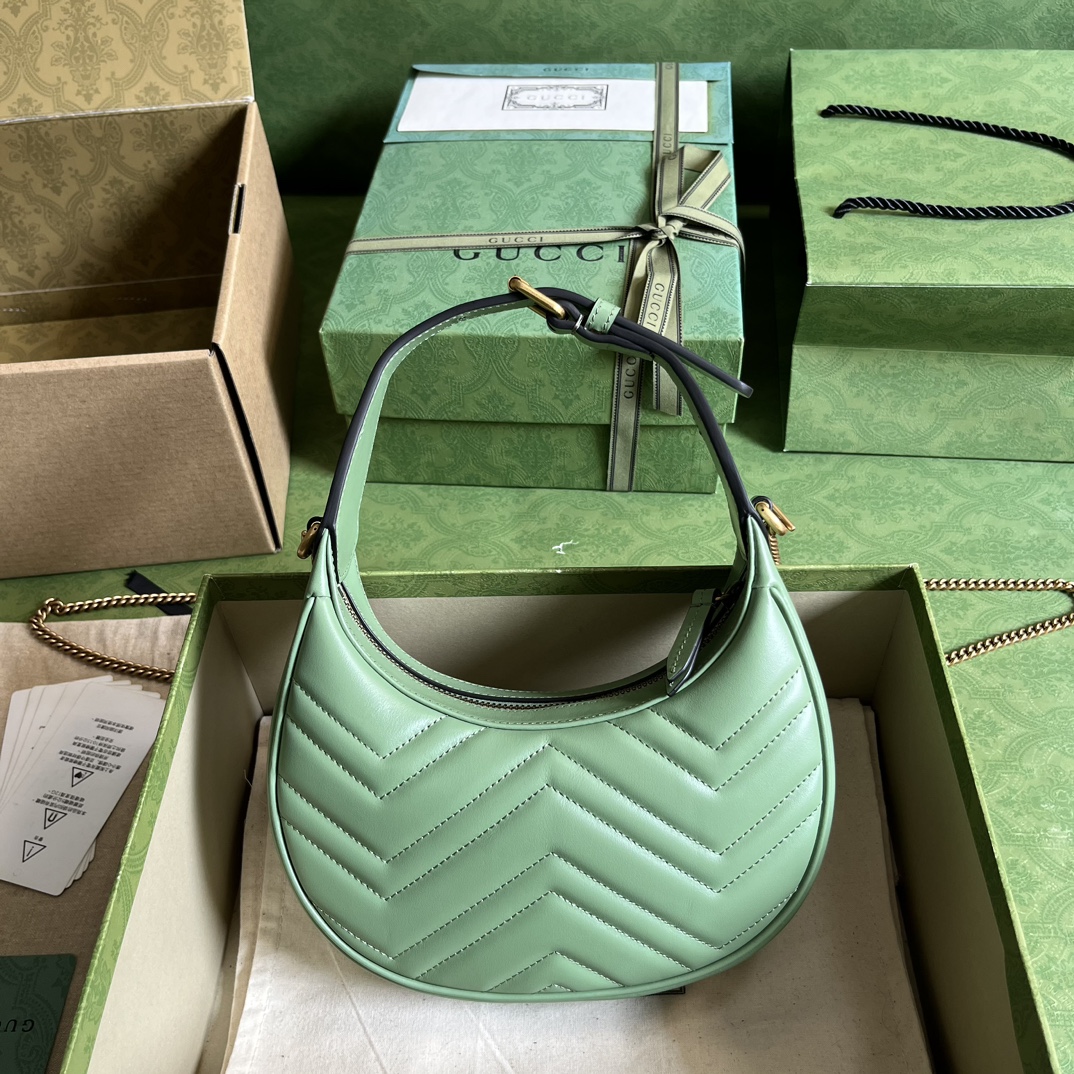 GG Marmont half-moon-shaped mini bag Sage green 699514 – 21.5 x 11 x 5cm