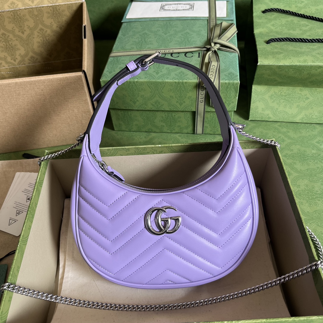 GG Marmont half-moon-shaped mini bag Purple 699514 – 21.5 x 11 x 5cm