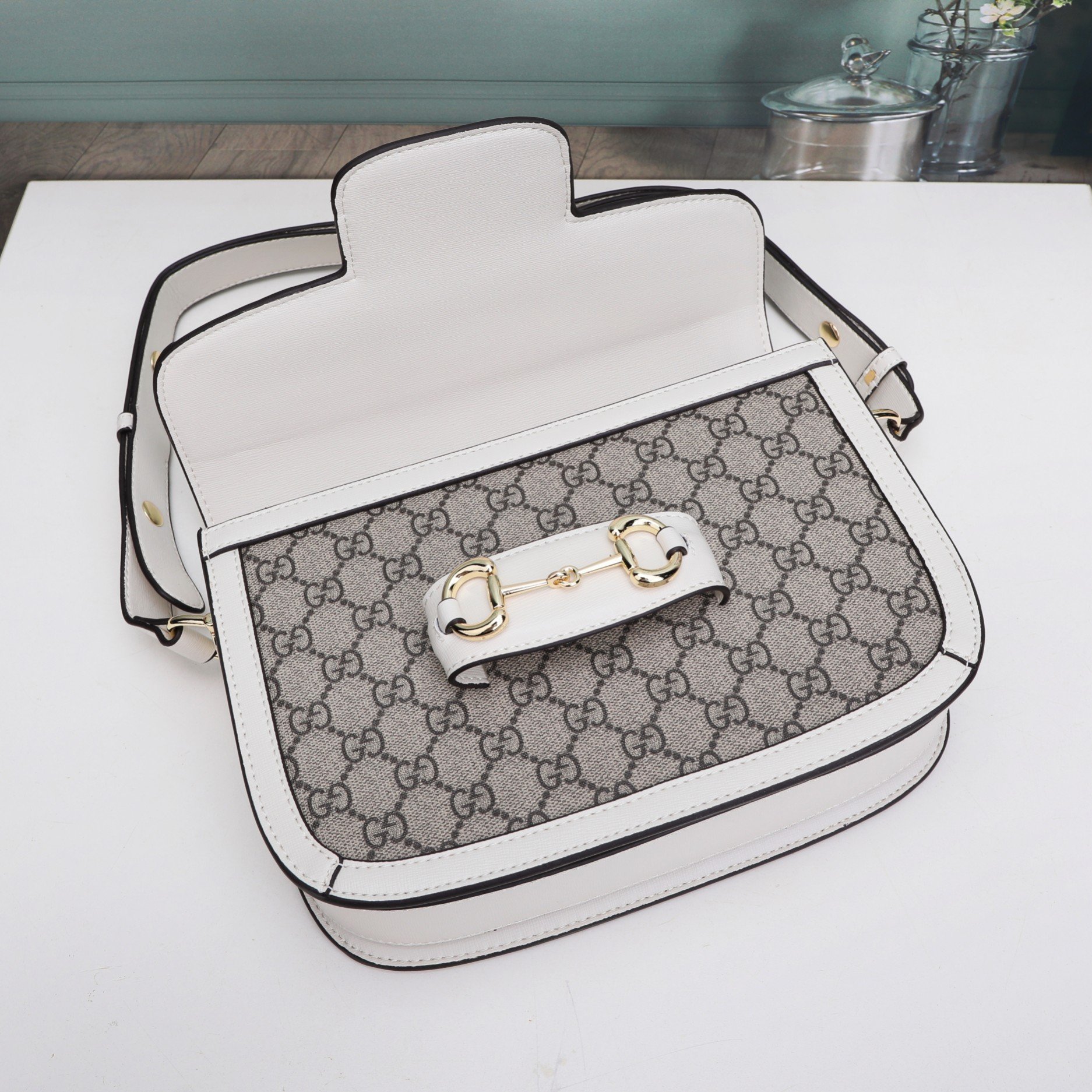 Gvc*1 horsebit 1955 shoulder bag beige 602204 - 25x18x8cm