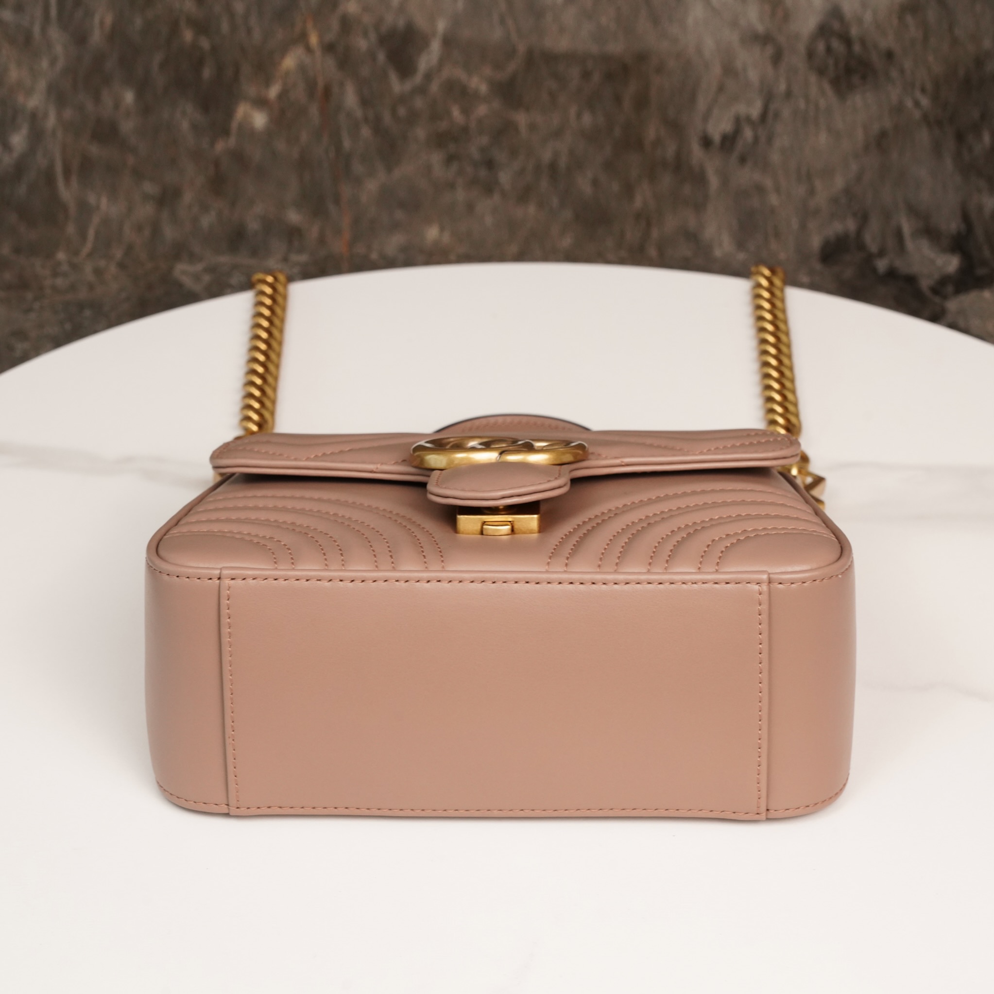 GG Marmont Matelassé mini top handle bag Rose beige 547260 - 21x 15.5 x 8cm