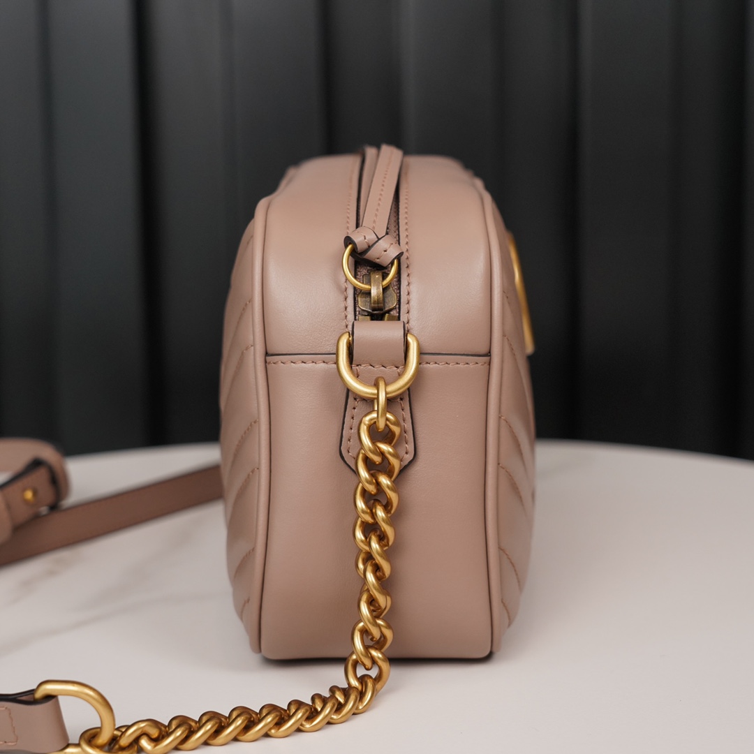 GG Marmont small matelassé shoulder bag (The camera bag) Dusty pink 447632 - 24x13x7cm