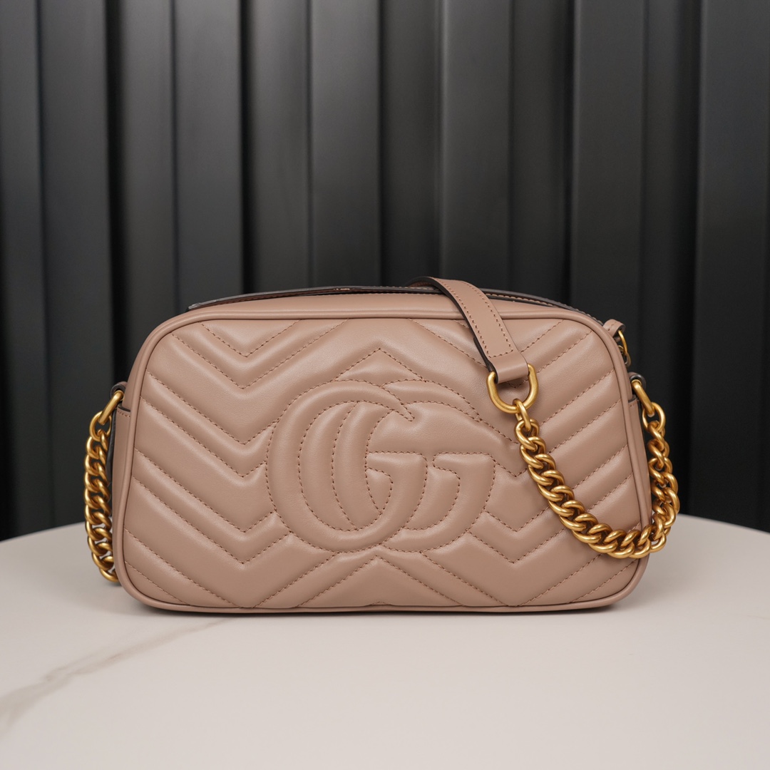 GG Marmont small matelassé shoulder bag (The camera bag) Dusty pink 447632 - 24x13x7cm