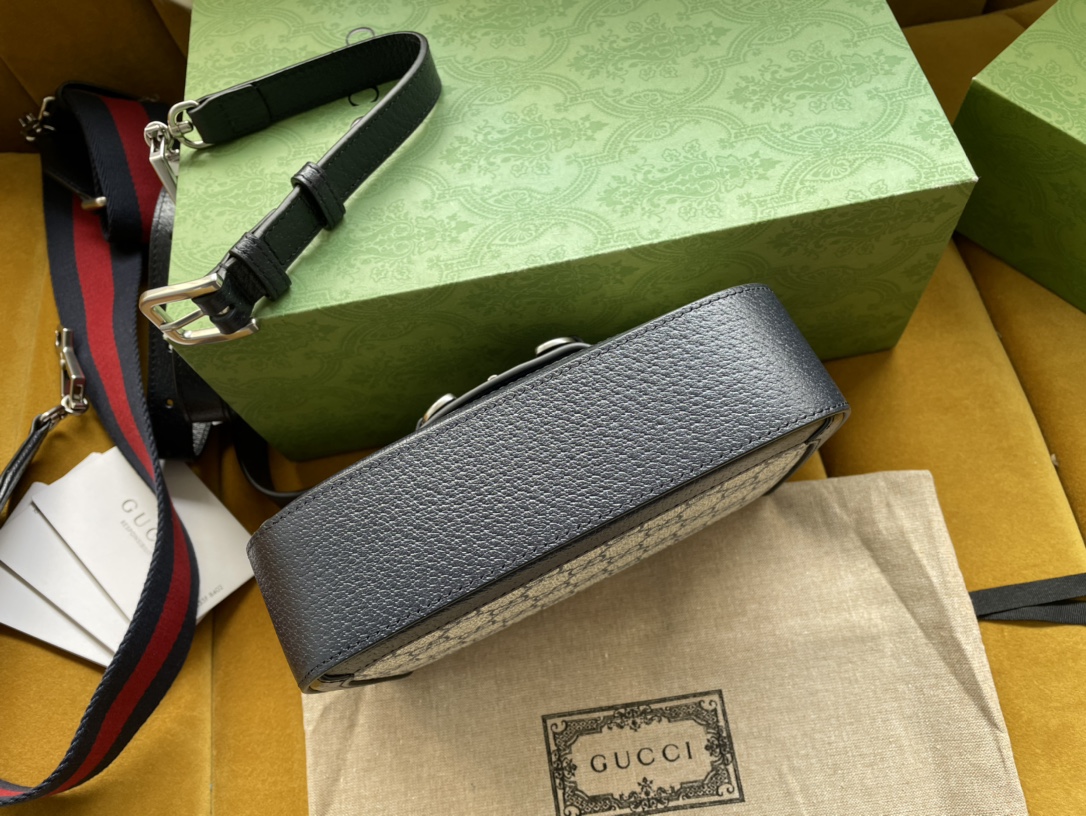 Gvc*1 horsebit 1955 mini bag black beige gg svp*me canvas ‎658574 - 20.5x14.5x5cm