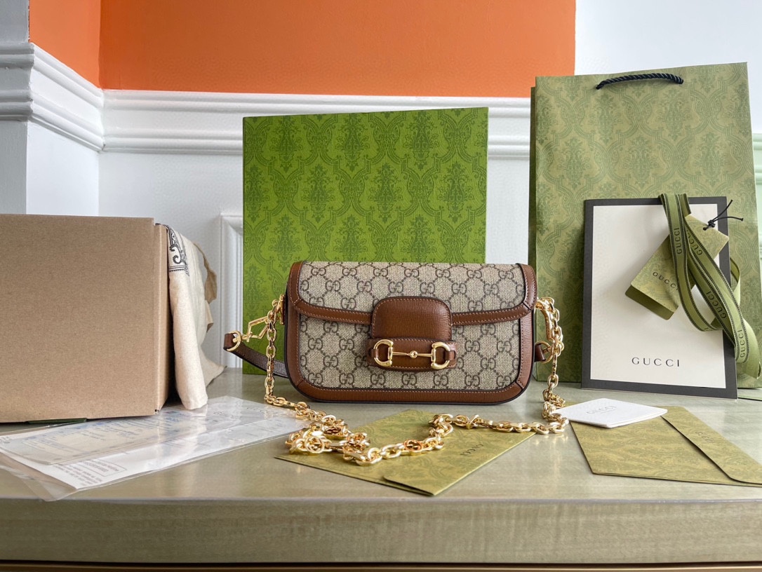 Gvc*1 horsebit 1955 small beige ebony gg svp*me canvas 735178 -  24×13×6 cm