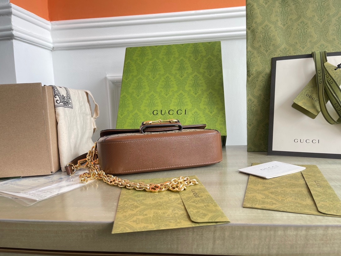 Gvc*1 horsebit 1955 small beige ebony gg svp*me canvas 735178 -  24×13×6 cm