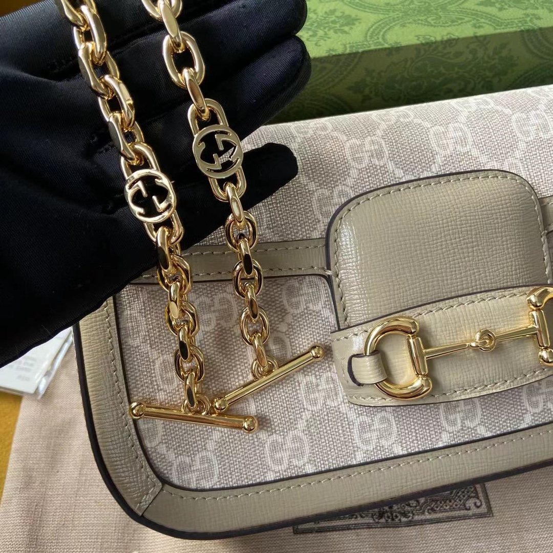 Gvc*1 horsebit 1955 small light beige gg svp*me canvas 735178 - 24×13×6 cm