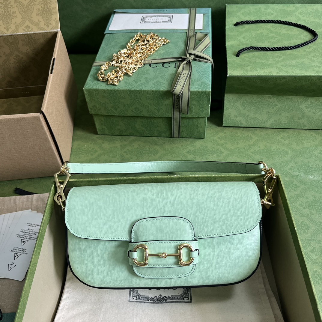 Gvc*1 horsebit 1955 small green leather ‎735178 - 24×13×6 cm