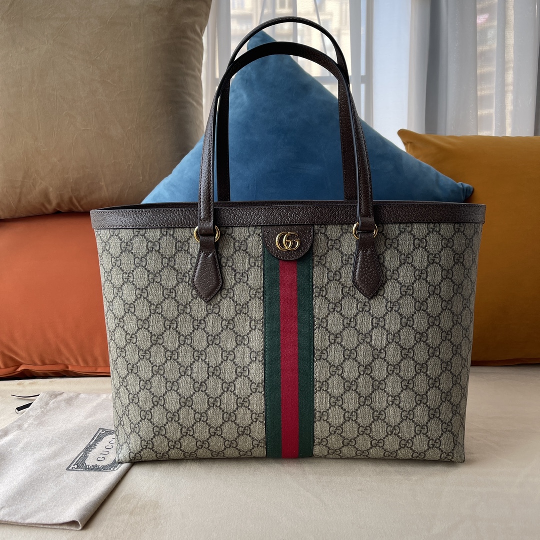 Gvc*1 ophidia gg medium tote brown leather   739730  - 38 x 28 x 14cm