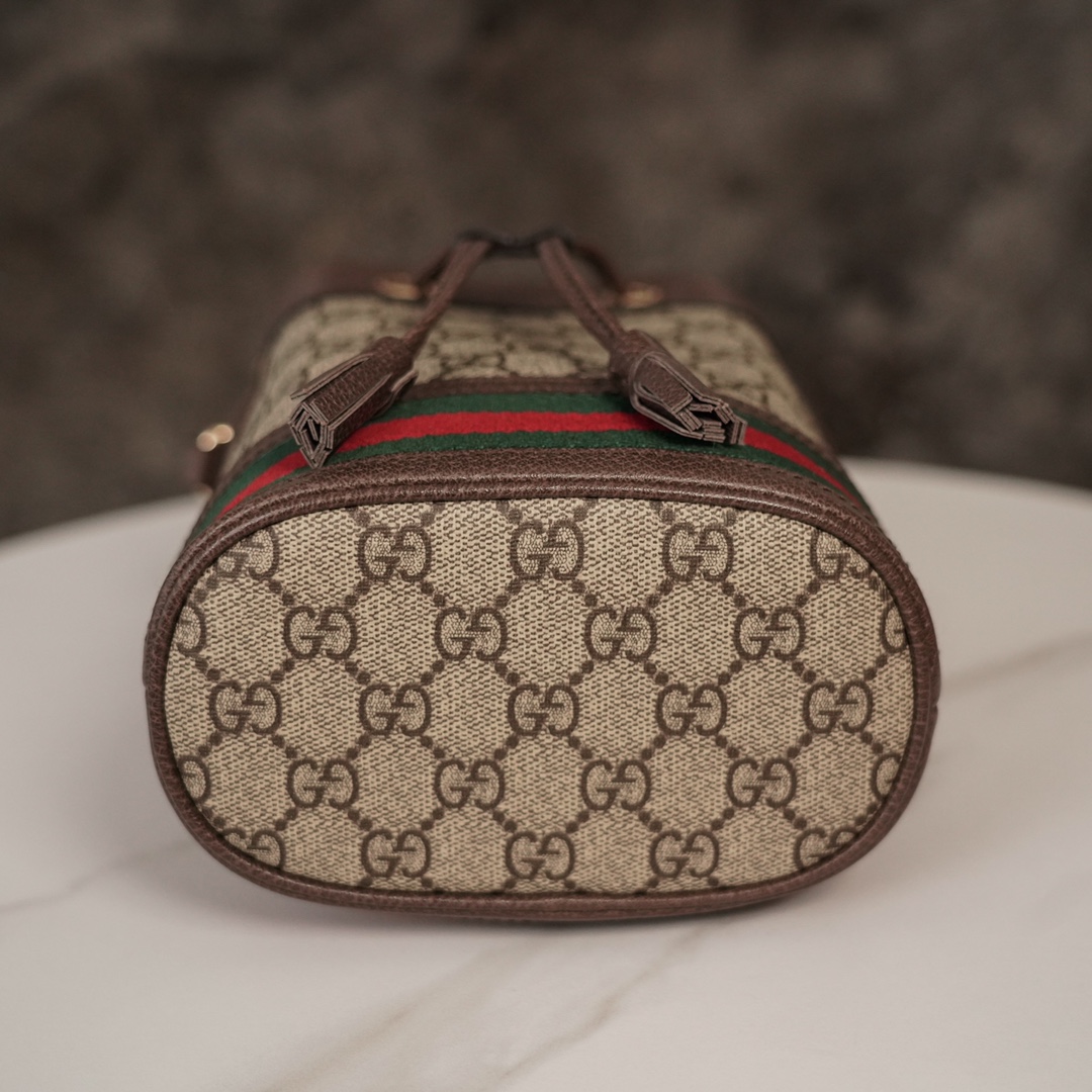 Gvc*1 ophidia mini gg bucket bag brown leather 550620 - 15.5x19x9cm