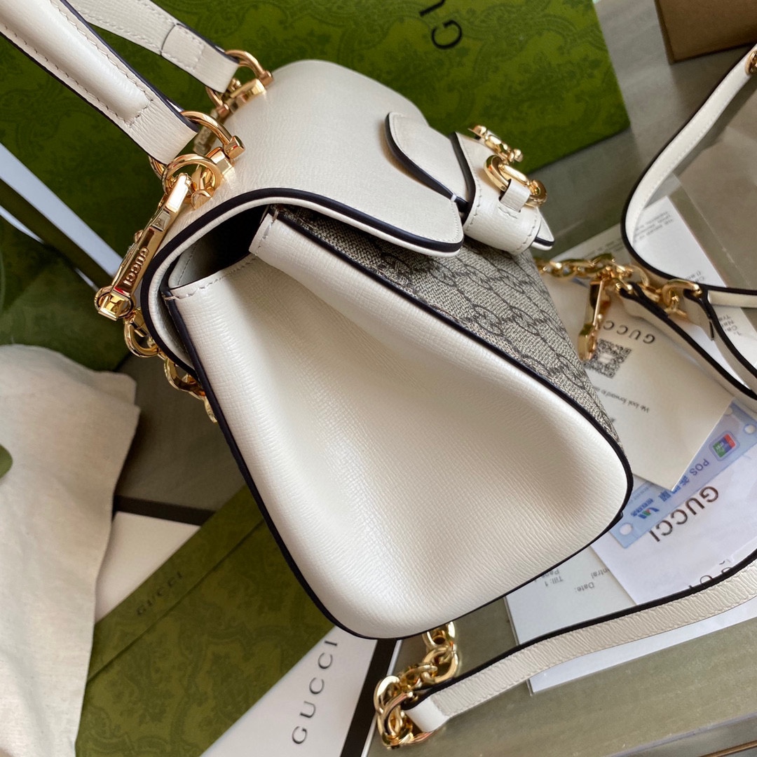 Gvc*1 horsebit 1955 small bag white grey 703848 - 22x16x10.5cm