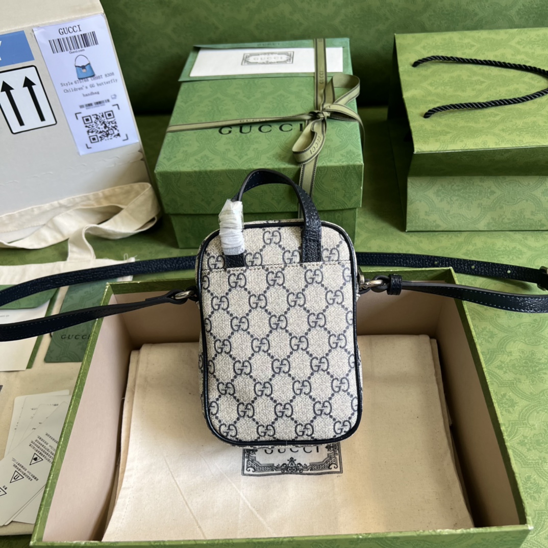 Gvc*1 ophidia mini bag 671682 black leather - 12x16x7cm