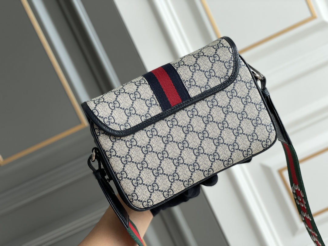 Gvc*1 ophidia mini gg shoulder bag black leather 722117   - 23x17x7cm