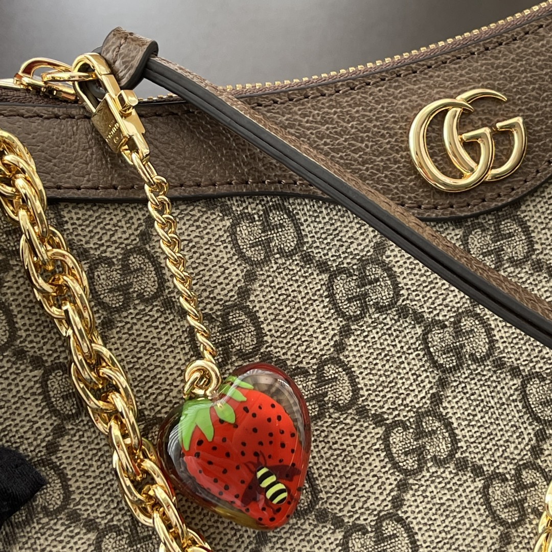 Gvc*1 ophidia small handbag brown leather 735132  - 25 x 15.5 x 6cm