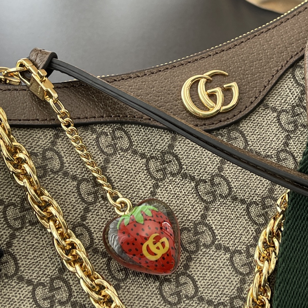 Gvc*1 ophidia small handbag brown leather 735132  - 25 x 15.5 x 6cm