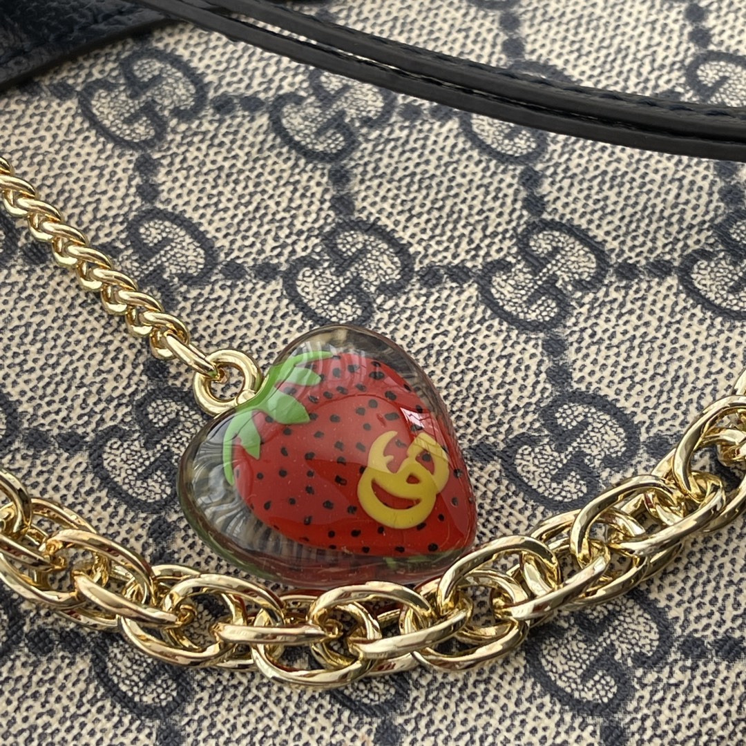 Gvc*1 ophidia small handbag black leather 735132  - 25 x 15.5 x 6cm