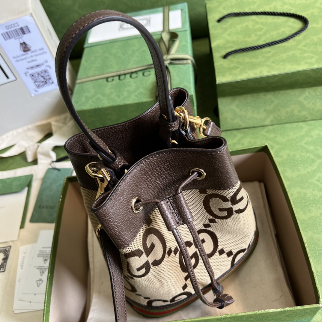 Gvc*1 ophidia small gg bucket bag brown leather  550621 - 20.5 x 26 x 11cm