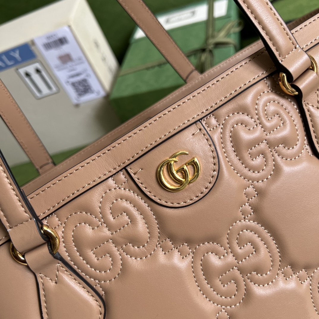 Gvc*1 ophidia gg matelassé medium tote dusty pink 631685 - 38 x 28 x 14cm