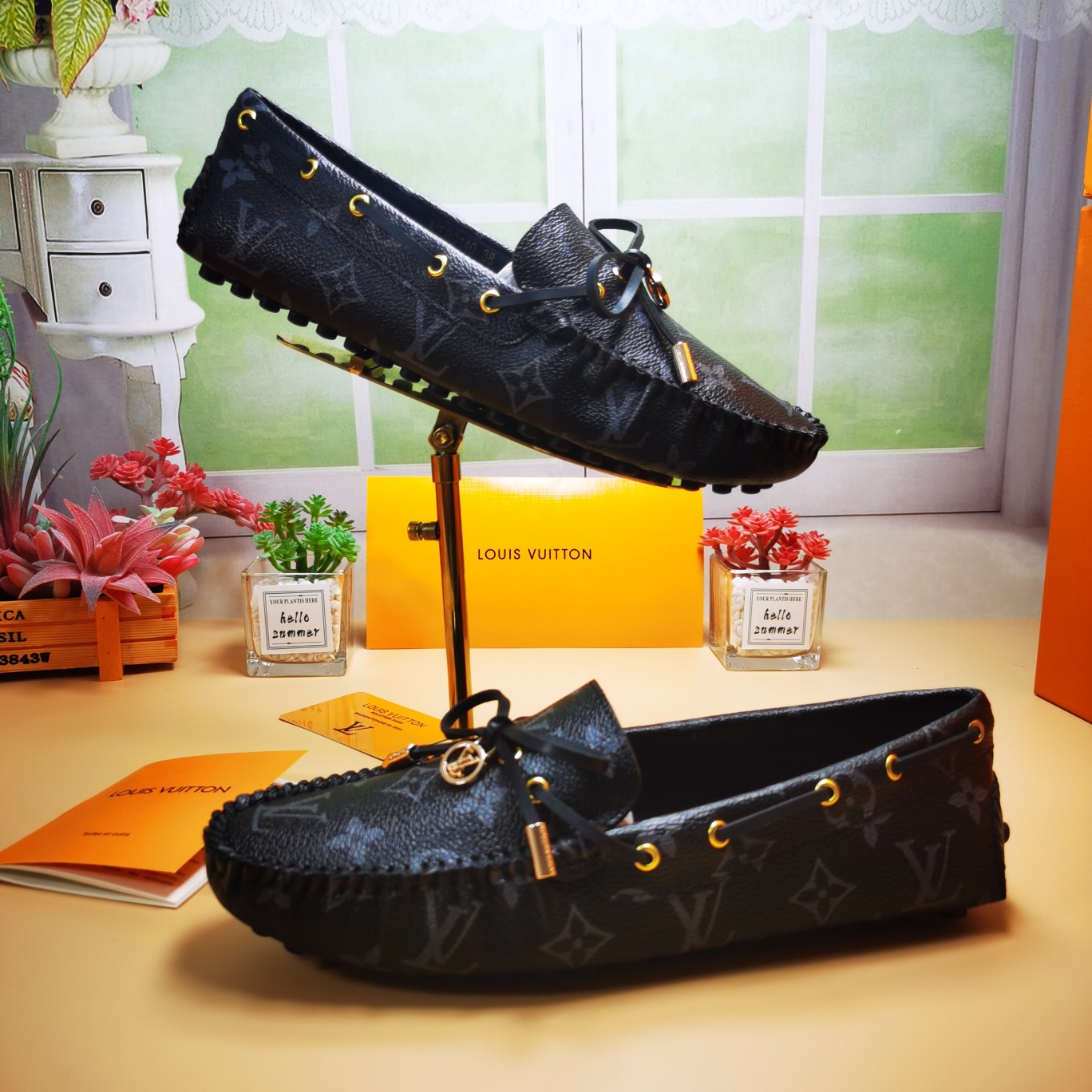 LV flat black monogram shoe cawhide sheepskin 35-46