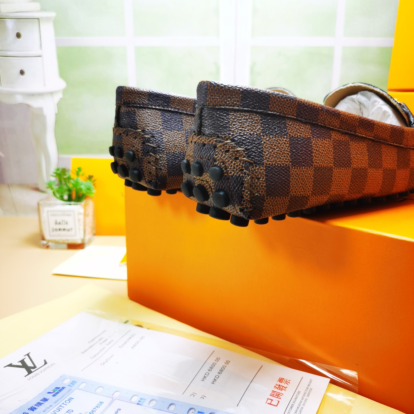 LV flat brown checkerboard shoe cawhide sheepskin 35-46