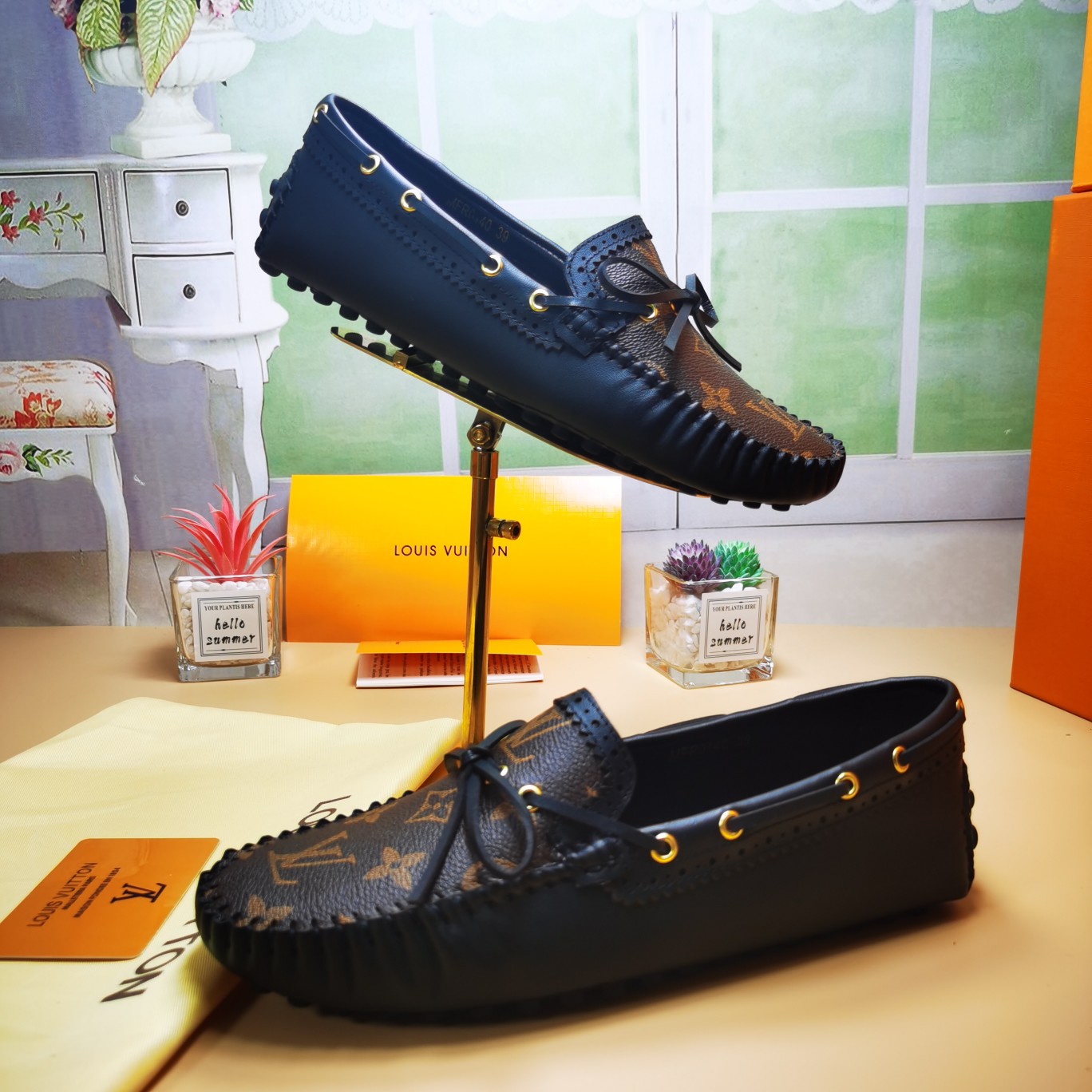 LV flat monogram black shoe cawhide sheepskin 35-46