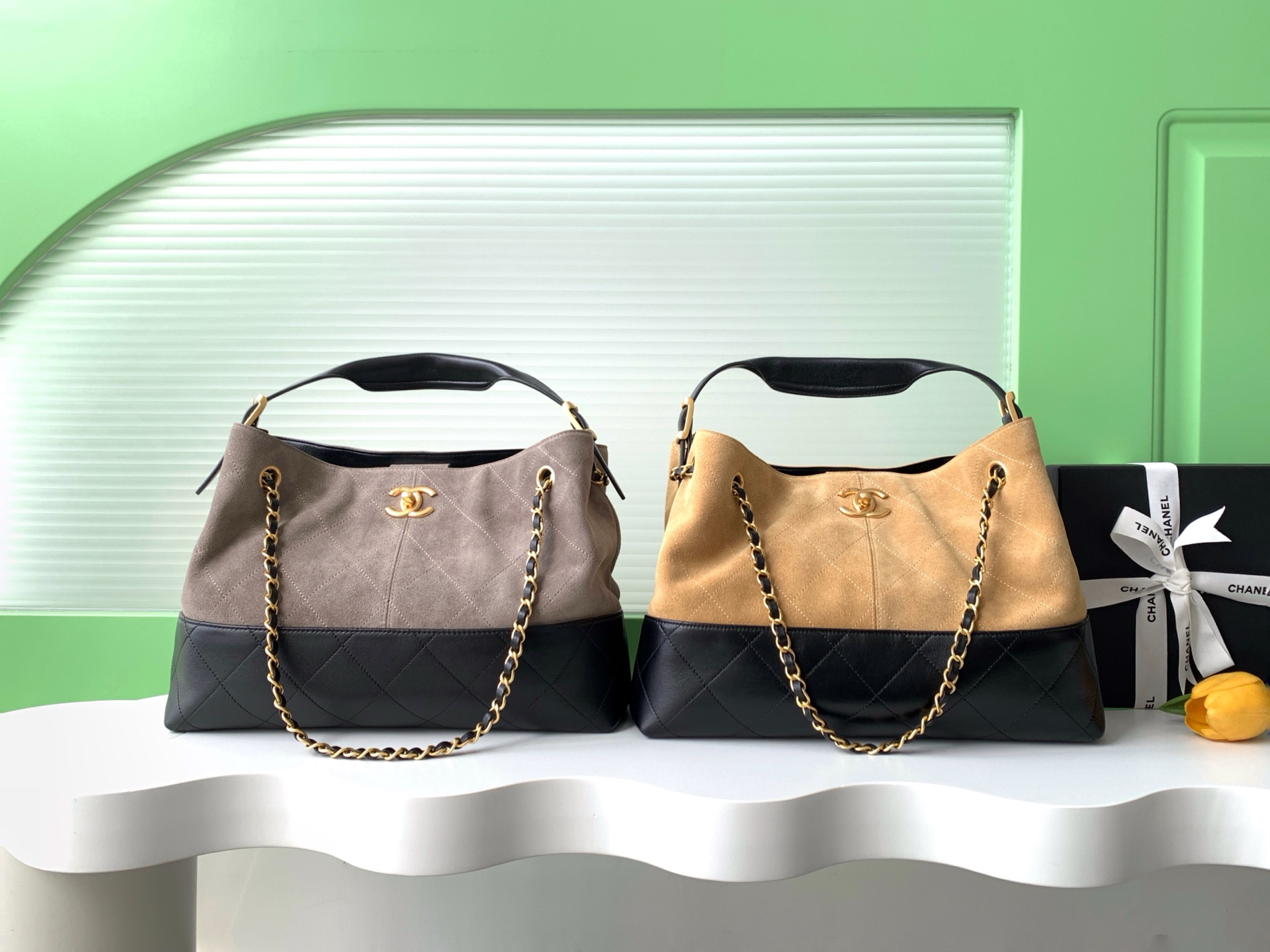 Ch**el suede tota bag brown 36x24cm