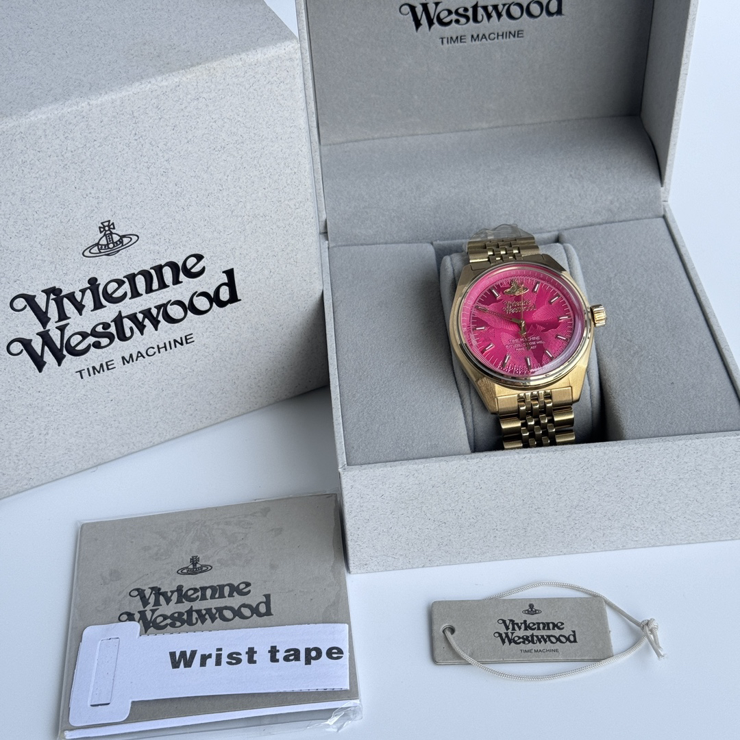 Vivienne Westwood Queen Mother Red Dragon Fruit Rose Dial Stainless Steel Strap Pink Dial Women
